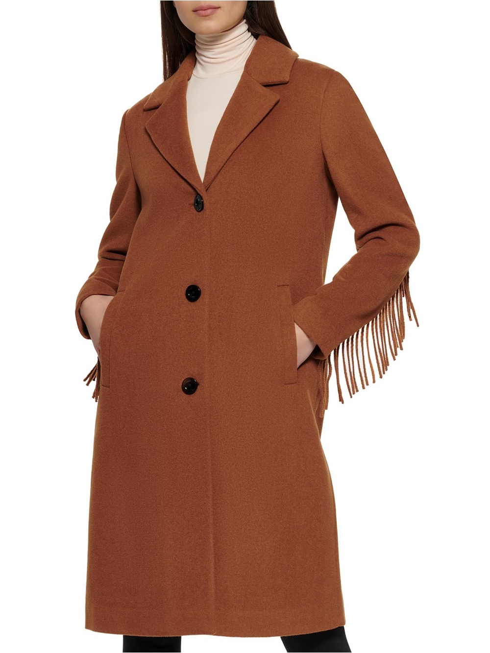 Kenneth Cole Fringe Wool Coat